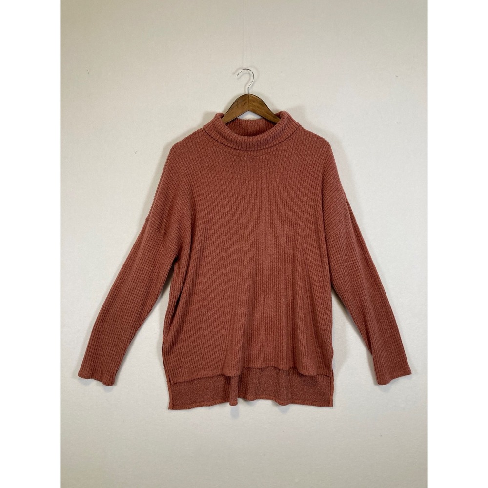 Forever 21+ Ribbed Turtleneck Sweater Womens 3X Terracotta High-Low Knit Top
